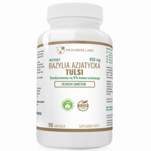 Progress Labs - Bazylia Azjatycka TULSI Ekstrakt 450mg 90 kapsułek STRES TRAWIENIE Produkt Vege
