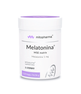 Mitopharma - Melatonina MSE matrix 120 kaps. - 1 mg melatoniny o przedłużonym uwalnianiu.