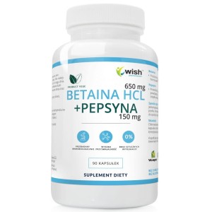 Wish Pharmaceutical - Betaina 650mg + Pepsyna 150mg 90 kapsułek Produkt Vege
