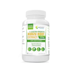 Wish Pharmaceutical - Kudzu Root 500mg 40% Isoflavones + L-Leucyna + Prebiotyk 60 kapsułek