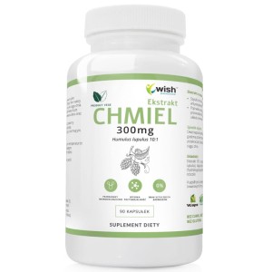 Wish Pharmaceutical - CHMIEL EKSTRAKT Z SZYSZEK CHMIELU 300mg 90 KAPSUŁEK PRODUKT WEGE