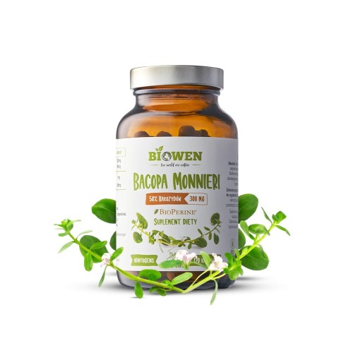 Biowen - Bacopa monnieri w kapsułkach | Brahmi | 300 mg | 50% bakozydów - 120 kapsułek be-effective