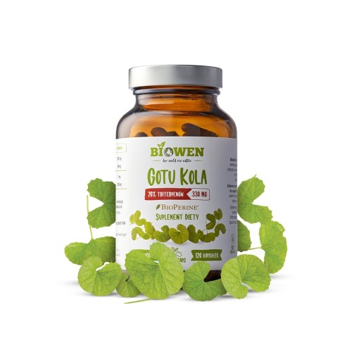 Biowen - Gotu Kola | Nastrój, energia, trawienie | 330 mg | 20% triterpenów | 120 kapsułek  be-effective