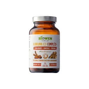 Biowen -  Kurkuma C3 Complex+, 98% kurkuminoidów, 95% piperyny, 5% gingeroli - 60 kapsułek