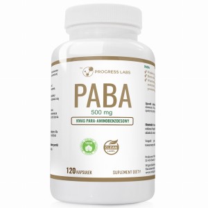Progress Labs - PABA 500mg Witamina B10 Młody Wygląd Piękne Włosy i Skóra Vege 120 kaps