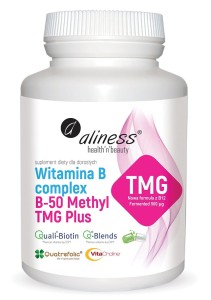 Aliness - Witamina B Complex B-50 Methyl TMG PLUS - 100 kapsułek