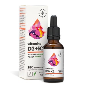 Aura Herbals - Witamina D3 2000 IU + K2  krople 30 ml