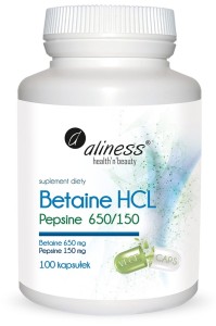 Aliness - Betaina HCL + Pepsyna 650/150 mg x 100 kapsułek