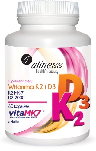 Aliness Witamina K2 MK-7 100 µg z Natto + D3 be-effective