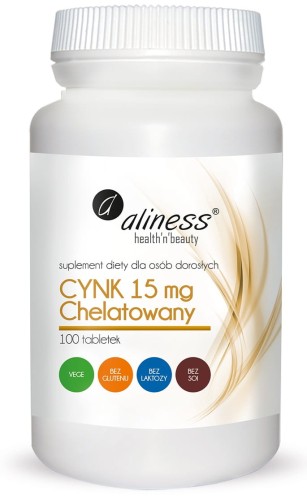 Aliness - Cynk chelatowany 15 mg x 100 tabletek Vege be-effective