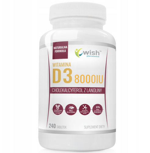 Wish Pharmaceutical - Witamina D3 8000 IU - 240 tabletek be-effective