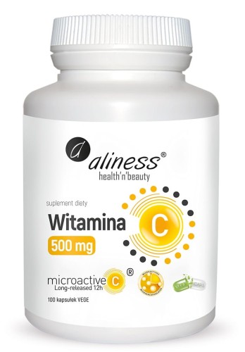 Aliness - Witamina C 500 mg, microactive 12h x 100 Vege caps be-effective