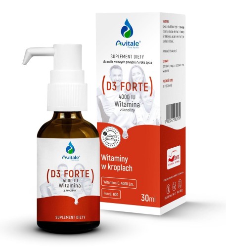 Avitale - Witamina D3 FORTE 4000, z lanoliny Olive, 30ml be-effective