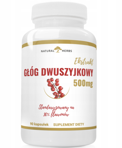 Natural Herbs - Głóg Dwuszyjkowy 500mg Wsparcie Serca i Krążenia 90 kaps  be-effective