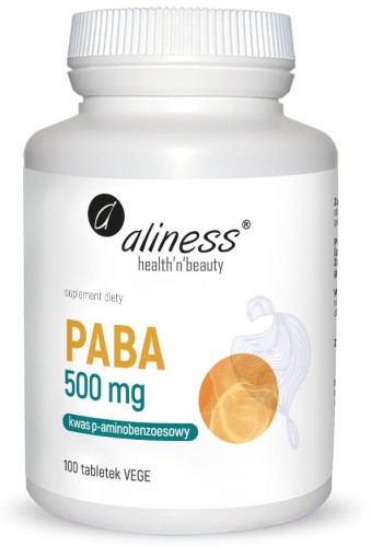 Aliness - PABA (kwas p-aminobenzoesowy) 500 mg x 100 vege tabs. be-effective