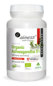 Aliness - Organic Ashwagandha 5% KSM-66 200mg x 100 VEGE caps