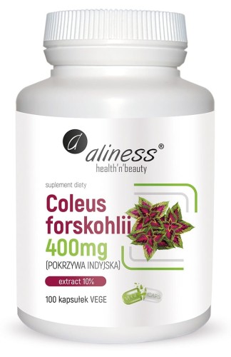 Aliness - Coleus forskohlii 10% 400mg (pokrzywa indyjska) x 100 Vege caps. - Pokrzywa Indyjska be-effective