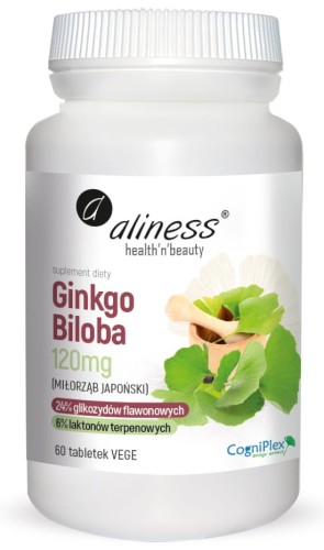 Aliness - Ginkgo Biloba (miłorząb japoński) 120 mg x 60 Vege tab be-effective