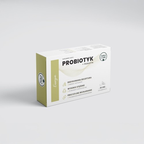 Aura Care - Energia Probiotyk + Prebiotyk, żywe probiotyki- 30 kaps  be-effective