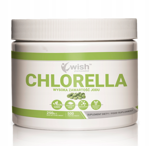 Wish Pharmaceutical - Chlorella 500mg - 500 tabletek 100% be-effective