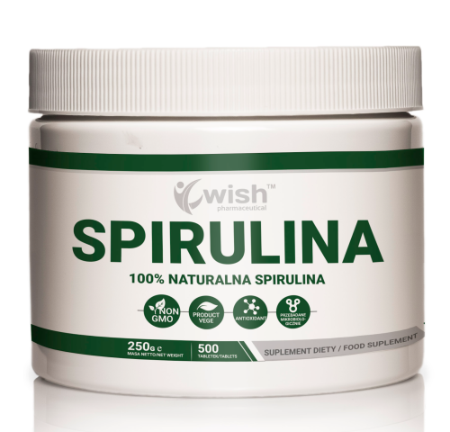 Wish Pharmaceutical - Spirulina - 500mg - 500 tabletek 100%  be-effective