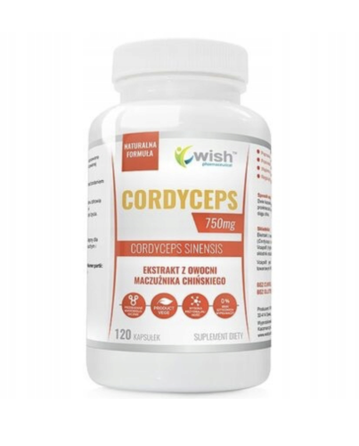 Wish Pharmaceutical - Cordyceps 750mg 40% Polisacharydów – Ekstrakt z maczużnika chińskiego – 120 kapsułek Vege  be-effective