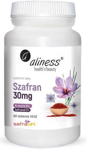 Aliness - Szafran Safrasol - 2%/10% 30 mg x 90 tabletek VEGE be-effective