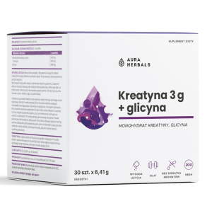 Aura Herbals - Kreatyna 3 g, monohydrat + glicyna, saszetki 30 szt.
