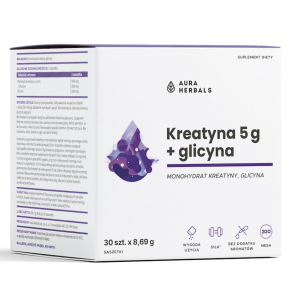 Aura Herbals - Kreatyna 5 g, monohydrat + glicyna, saszetki 30 szt.