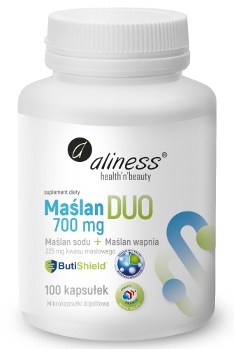 Aliness - Maślan DUO 700mg (wapnia+sodu) 225mg kwasu masłowego x 100 vege kaps be-effective
