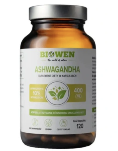 Biowen - Ashwagandha w kapsułkach - Żeń-szeń indyjski 400 mg - 10% witanolidów - 120 kaps.