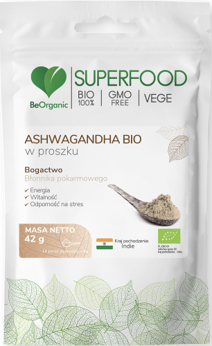 BeOrganic - Ashwagandha BIO w proszku 42g be-effective