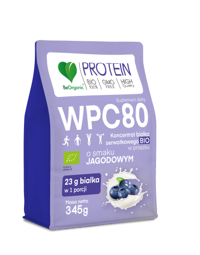 BeOrganic - Białko serwatkowe WPC 80 Jagoda BIO 345g  be-effective