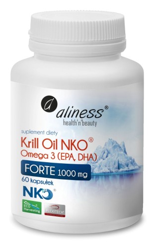 Aliness - Krill Oil NKO Omega 3 z Astaksantyną, 1000 mg FORTE 60 kapsułek be-effective
