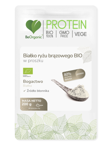 BeOrganic - Białko ryżu brązowego BIO w proszku 200g be-effective