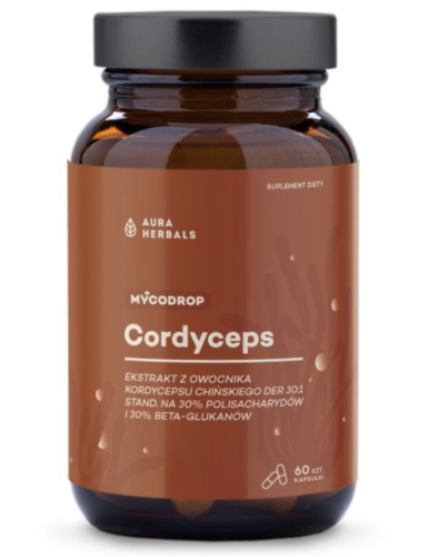 Aura Herbals - Mycodrop - Cordyceps 30:1, 30% beta-glukan - kapsułki 60 szt be-effecive