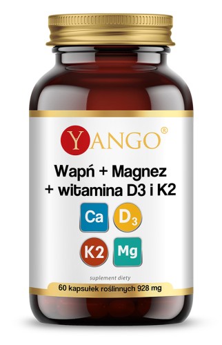 Yango - Wapń + magnez + witamina D3 i K2 – 60 kaps. be-edfective
