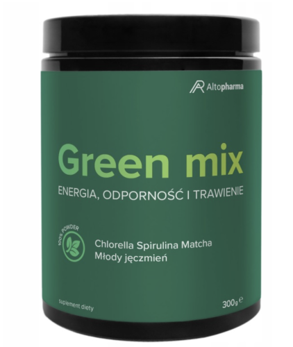 Altopharma - GREEN MIX Matcha Chlorella Spirulina Młody Jęczmień 300g be-effective