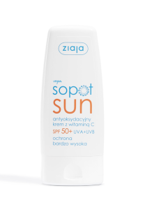 ZIAJA - SOPOT SUN antyoksydacyjny krem z witaminą C SPF 50+ UVA + UVB ochrona bardzo wysoka 50 ml.
