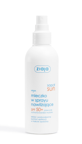 ZIAJA - SOPOT SUN mleczko w sprayu nawilżające SPF 50+ UVA + UVB ochrona bardzo wysoka 170ml. be-effective