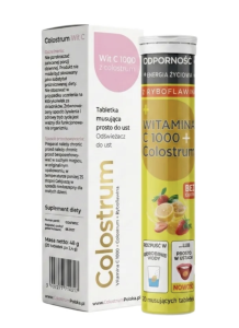 Colostrum Witamina C DUO 1000 – musująca tabletka z 1000 mg witaminy C i colostrum 20 tabl.