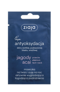 ZIAJA - maseczka na twarz i szyję na noc aktywnie wygładzająca łagodząca podrażnienia 7 ml.