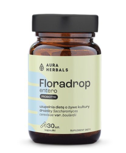 Aura Herbals - Floradrop Entero, Saccharomyces boulardi i, probiotyk, kapsułki 30 szt. be-effective