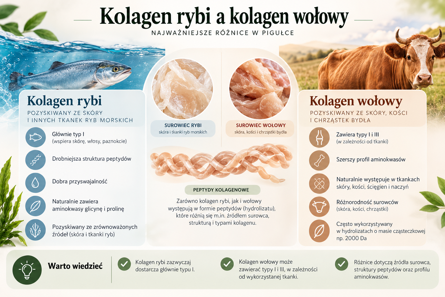 Kolagen rybi a kolagen wołowy