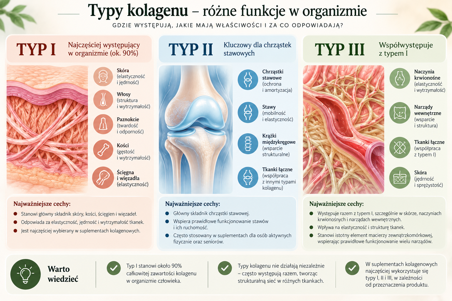 Typy kolagenu - różne funkcje w organizmie