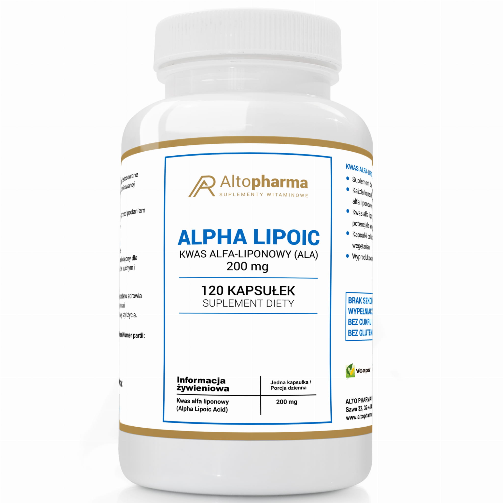 Альфа-липоевая кислота AltoPharma ALA 200 мг, 120 капсул