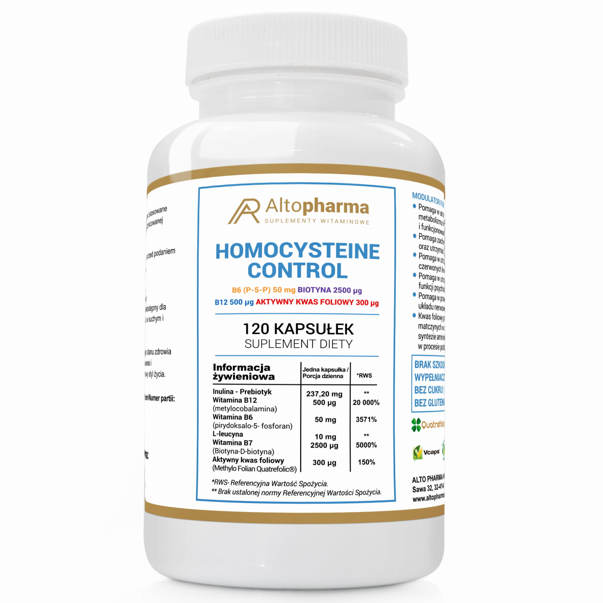 Витамины группы B Altopharma Homocysteine Control Modulator Forte, B12 и B6, 120 капсул