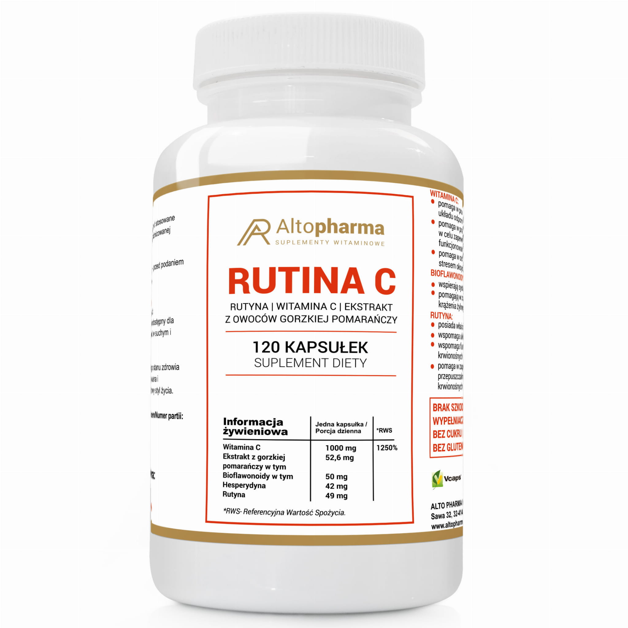 Витамин C AltoPharma Rutina C Max 1000 мг, с рутином, 120 капсул