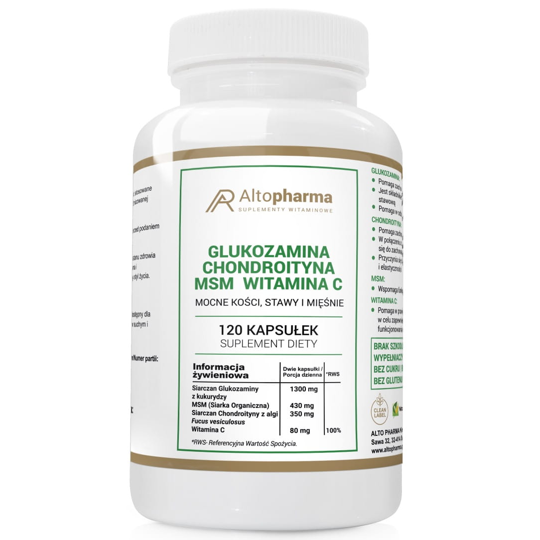 Глюкозамин и хондроитин AltoPharma, с МСМ и витамином C, 120 капсул