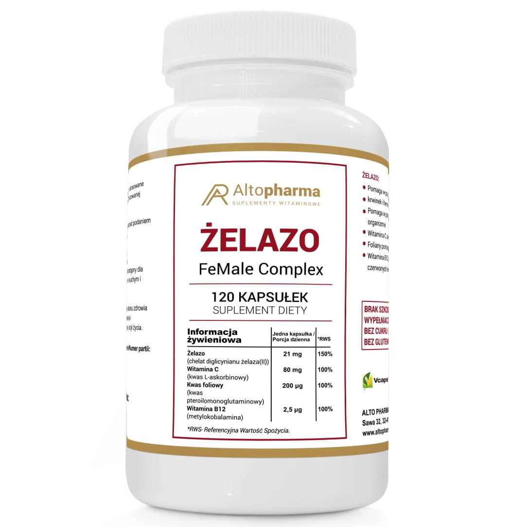 Железо Altopharma FeMale Complex 21 мг, хелат, с витамином C и B12, 120 капсул